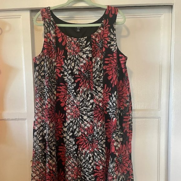 Perceptions Lace Dress Woman Size 1X Sleeveless Multicolored Paneled Floral - Picture 1 of 5